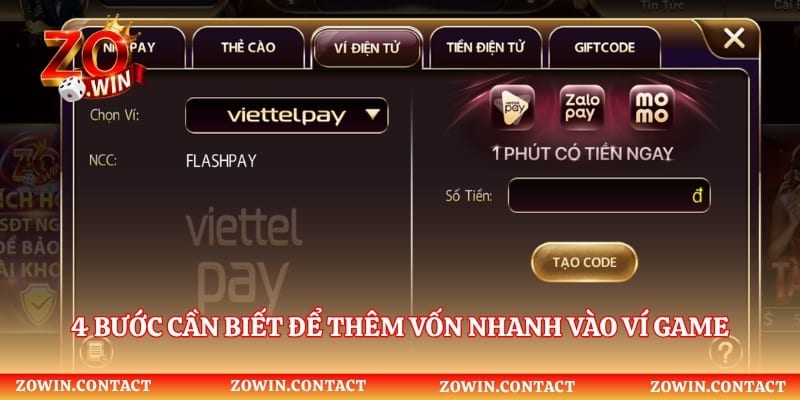 4 bước cần biết để thêm vốn nhanh vào ví game